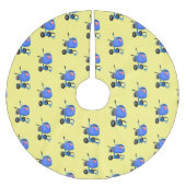 ブルーおもしろいセメントミキサー漫画イラストレーション ブラッシュドポリエステルツリースカート (正面)