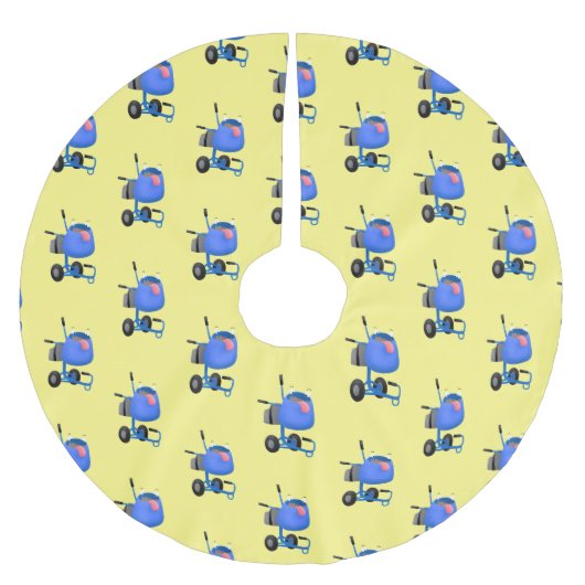 ブルーおもしろいセメントミキサー漫画イラストレーション ブラッシュドポリエステルツリースカート (正面)