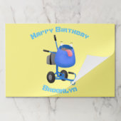 ブルーおもしろいセメントミキサー漫画イラストレーション ペーパーパッド (折り畳み)