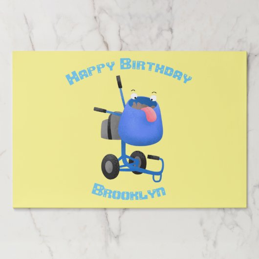 ブルーおもしろいセメントミキサー漫画イラストレーション ペーパーパッド (正面)