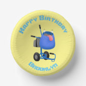 ブルーおもしろいセメントミキサー漫画イラストレーション ペーパーボウル (正面)