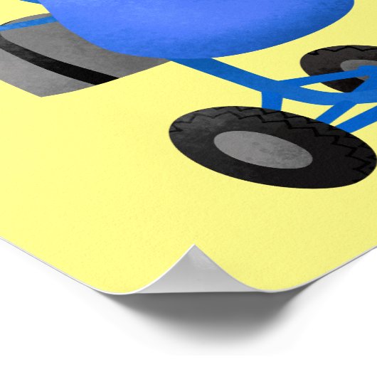 ブルーおもしろいセメントミキサー漫画イラストレーション ポスター (角)