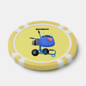 ブルーおもしろいセメントミキサー漫画イラストレーション ポーカーチップ (シングル)