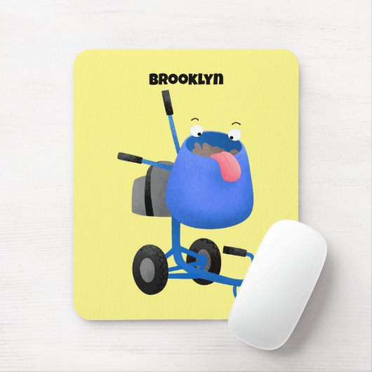 ブルーおもしろいセメントミキサー漫画イラストレーション マウスパッド (マウス)