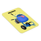 ブルーおもしろいセメントミキサー漫画イラストレーション マグネット (右側)