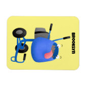 ブルーおもしろいセメントミキサー漫画イラストレーション マグネット (横)