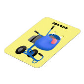 ブルーおもしろいセメントミキサー漫画イラストレーション マグネット (左側)