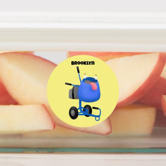 ブルーおもしろいセメントミキサー漫画イラストレーション ラベル (貼付)