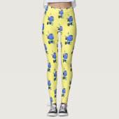 ブルーおもしろいセメントミキサー漫画イラストレーション レギンス (正面)