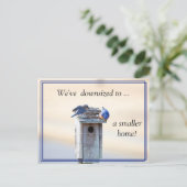 ブルーおもしろいバードハウス – 住所変更はがき ポストカード (スタンド正面)