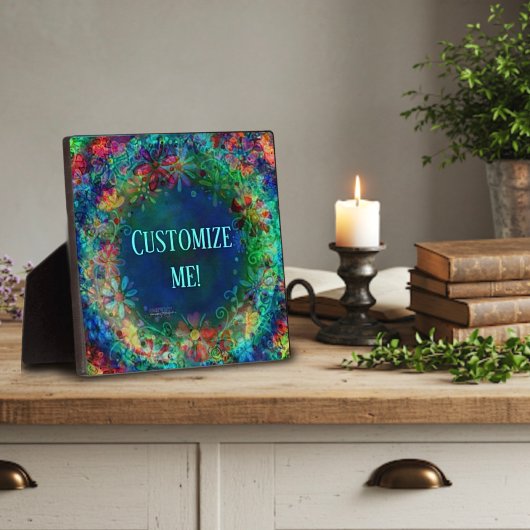 ブルーおもしろいフローラかわいらしボホインスピリセーション フォトプラーク