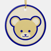 ブルーおもしろいベージュテディベアかわいいベクターアート セラミックオーナメント (正面)