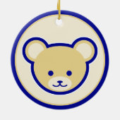 ブルーおもしろいベージュテディベアかわいいベクターアート セラミックオーナメント (裏面)