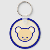 ブルーおもしろいベージュテディベアかわいい漫画アート キーホルダー (正面)