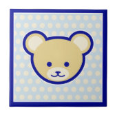 ブルーおもしろいベージュテディベアかわいい漫画アート タイル (正面)