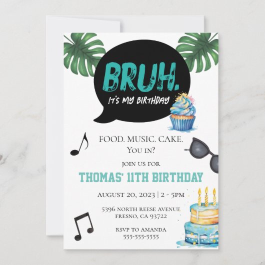 ブルーおもしろいボーイ11位12位13位14位トゥイー10代のン 招待状 (正面)