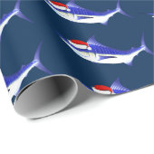 ブルーおもしろいマーリンアスサンタクロース ラッピングペーパー (ロールコーナー)