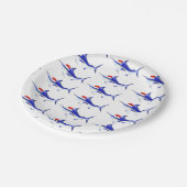 ブルーおもしろいマーリンサンタクロース ペーパープレート (アングル)