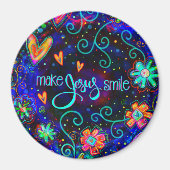ブルーおもしろいメイクイエススマイルフローラインスピレーション マグネット (正面)