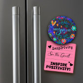 ブルーおもしろいメイクイエススマイルフローラインスピレーション マグネット