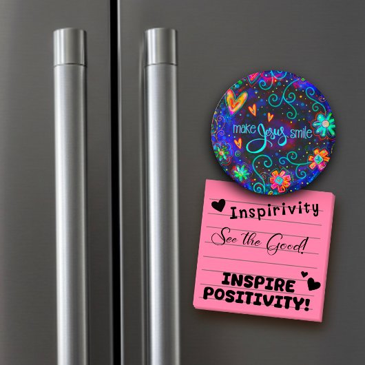 ブルーおもしろいメイクイエススマイルフローラインスピレーション マグネット