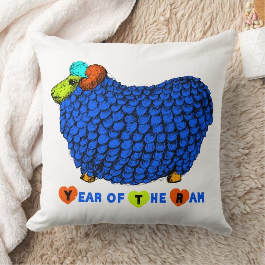 ブルーおもしろいラム年中国の〔占星術の〕十二宮図スクエアP クッション (ブランケット)