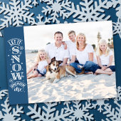 ブルーおもしろいレット雪ビーチ写真クリスマス シーズンカード