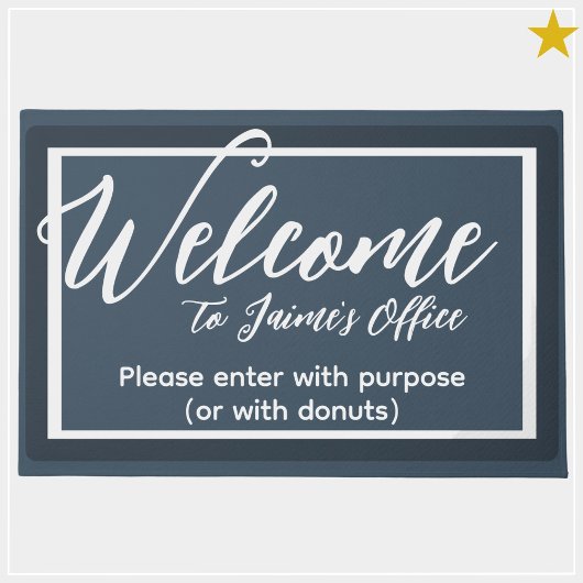 ブルーおもしろい名前をカスタムするオフィスワークプレイスドアマット ドアマット