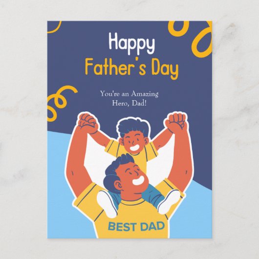 ブルーおもしろい父 – ソンハ図解入りの、写真付きのッピーファーデー ポストカード (正面)