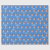 ブルーおもしろい顔カスタム写真16th誕生日パーティー ラッピングペーパー (フラット)