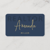 ブルーおよび金ゴールド不動産仲介業者ブローカ実在ー不動産業者 名刺 (正面)