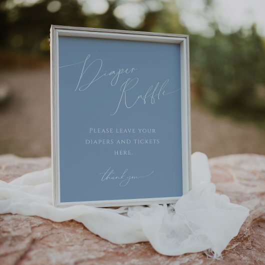 ブルーお洒落おむつラッフル赤ちゃんシャワーサイン ポスター