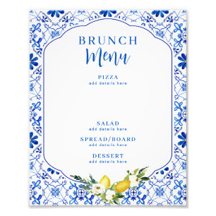 ブルーお洒落イエローレモンブライダルシャワー標識 フォトプリント           