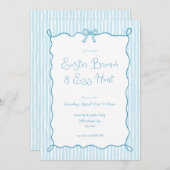ブルーお洒落イースターブランチ卵狩り招待状 招待状 (正面/裏面)