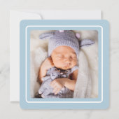 ブルーお洒落エレファントラブ男の赤ちゃん写真誕生 案内状 (裏面)