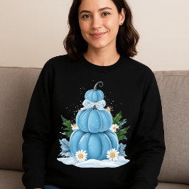 ブルーお洒落カボチャの季節の居心地の良い スウェットシャツ