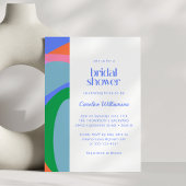 ブルーお洒落カラフル抽象芸術ブライダルシャワー 招待状