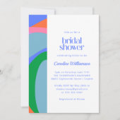 ブルーお洒落カラフル抽象芸術ブライダルシャワー 招待状 (正面)
