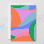 ブルーお洒落カラフル抽象芸術ブライダルシャワー 招待状 (裏面)