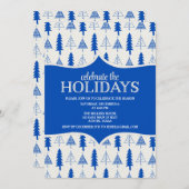 ブルーお洒落クリスマスツリーズパーティの招待状 招待状 (正面/裏面)