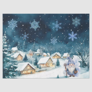 ブルーお洒落クリスマス格言&スノーフレーク 薄葉紙