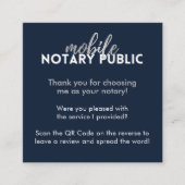 ブルーお洒落シルバーGoogleレビューQRコード公証人 スクエア名刺 (正面)