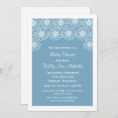 ブルーお洒落デイジーベビーシャワー招待状 招待状 (正面/裏面)
