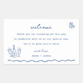 ブルーお洒落ドードル結婚ズ歓迎バッグ 長方形シール (正面)