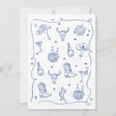 ブルーお洒落ハンドドロー女性のカーボーイブライダルシャワー 招待状 (裏面)