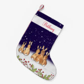 ブルーお洒落バニーラビットクリスパーソナライズされたマス スモールクリスマスストッキング (正面 (吊り時))