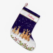 ブルーお洒落バニーラビットクリスパーソナライズされたマス スモールクリスマスストッキング (正面 (吊り時))