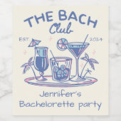 ブルーお洒落ビーチカクテルバチェロレッテ ワインラベル (シングルラベル)