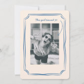 ブルーお洒落ファンキー応援ビアーズ30誕生日 招待状 (裏面)