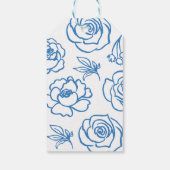 ブルーお洒落フローラサンキューメッセージカード ギフトタグ (裏面)